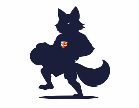 Athletic fox mascot playing soccer with a confident pose
