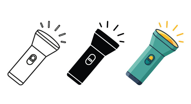 Compact green flashlight vector icon set: SVG and PNG icons - Vector Icons and Stickers - PNG, SVG, EPS - Glyph and solid icon set