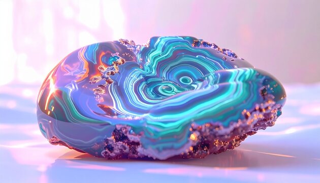 Iridescent Agate Slice - A Mesmerizing Display of Color and Texture.