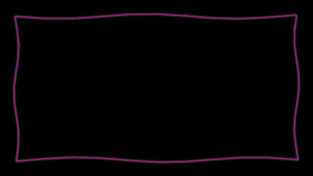 Neon purple hand-drawn frame animation, glowing pink doodle border on black background, retro wavy line rectangle for social media video overlays