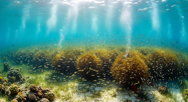underwater scene with underwater bubbles
