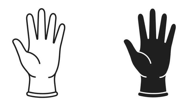 Pair of Hands: A simple graphic illustration of two hands, one outlined in white and the other a solid black silhouette, both open and facing forward.