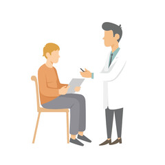 Obraz premium Doctor consulting with patient about medical results on paper.