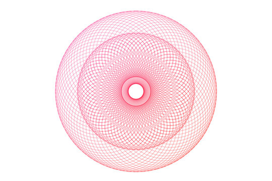 Abstract Red Pink Gradient Spirograph Geometric Intersecting Wireframe Mesh Circle Ornament Element Isolated on Transparent Background