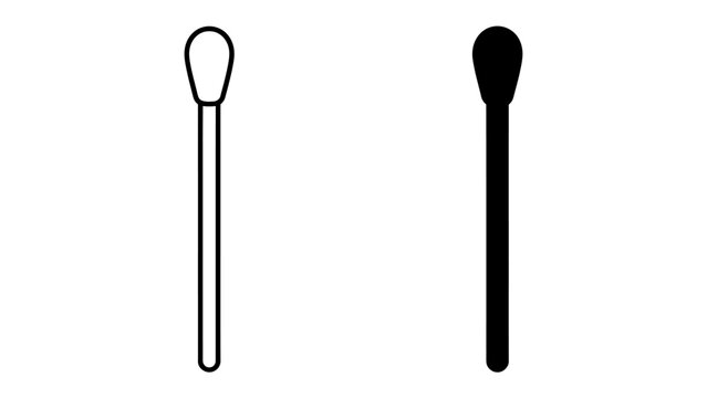 Cotton Swab Icon: A simple and clean graphic representation of a cotton swab in both outline and solid fill, symbolizing hygiene and personal care.