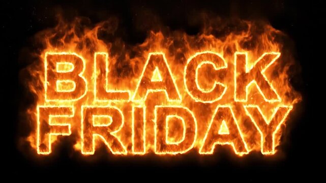 Fiery Black Friday text on a dark black background