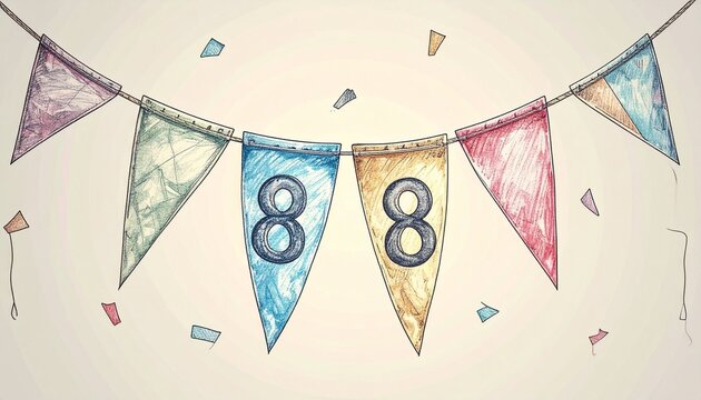 Festive Flag Garland with Number 88 for Birthday and Anniversary Party