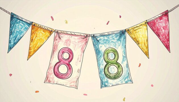Festive Flag Garland with Number 88 for Birthday and Anniversary Party
