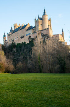 Alcazar of Segovia viewed from the San Marcos meadow in Spain