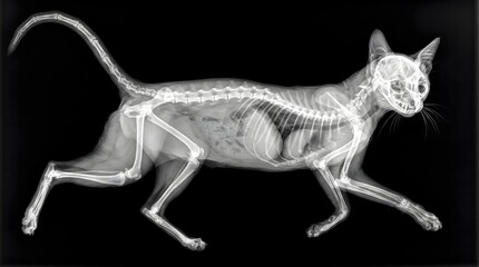 Fototapeta premium X ray image of a cat's skeletal system in motion