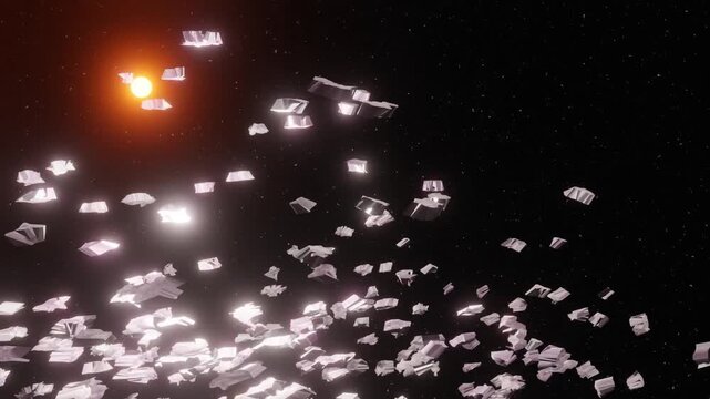 Meteoritos en el espacio explotando.