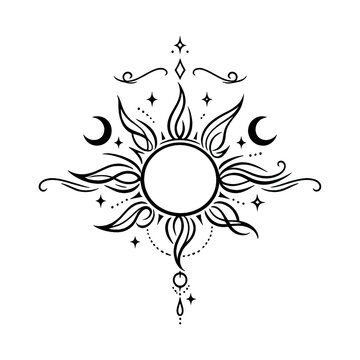 PNG Celestial sun moon tattoo design