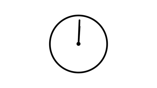 Minimalist clock animation showing time passing with fast moving hands on white.