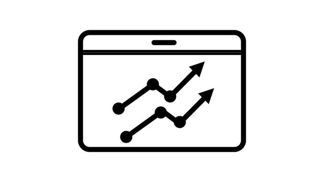 Animated Website Analytics Dashboard Icon. Animated website browser window showing upward business graph representing digital marketing web analytics and online sales traffic growth.