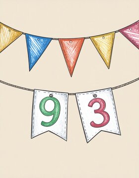 Festive Flag Garland with Number 93 for Birthday and Anniversary Party