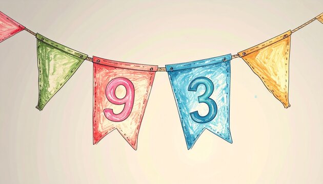 Festive Flag Garland with Number 93 for Birthday and Anniversary Party