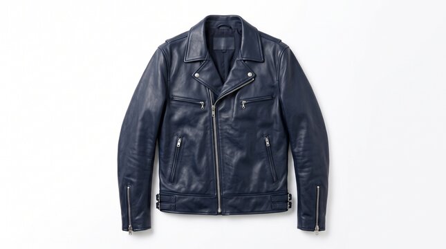 navy blue jacket on white background 