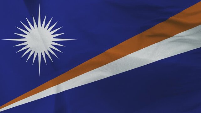 Marshall Islands National Flag on Wrinkled Fabric