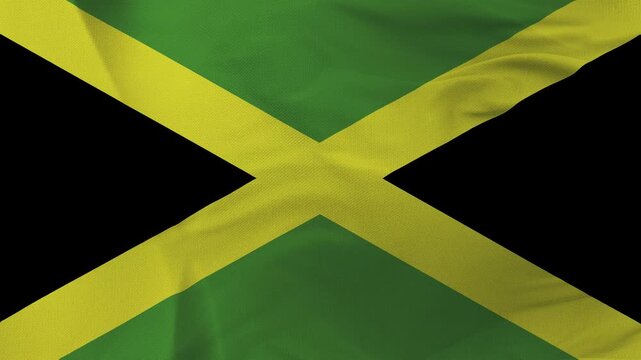 Jamaican flag fabric with yellow saltire and green black fields