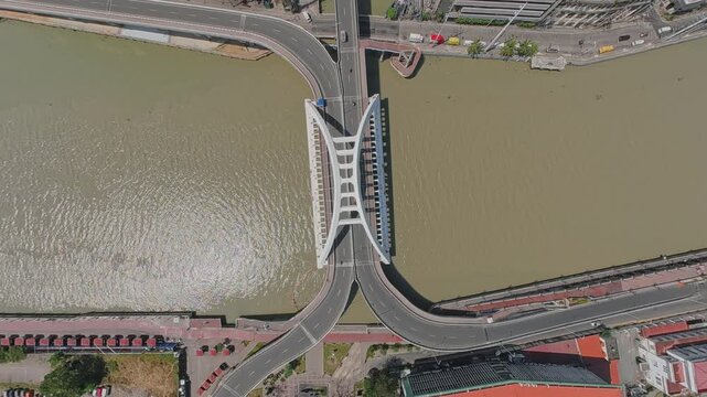 Aerial View of Binondo-Intramuros Bridge Over Pasig River Manila