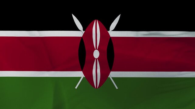 Kenyan flag fabric with Maasai shield and crossed spears