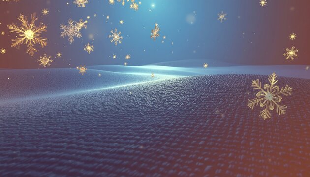 Sparkling Winter Sky with Snowflakes and Light Beams.