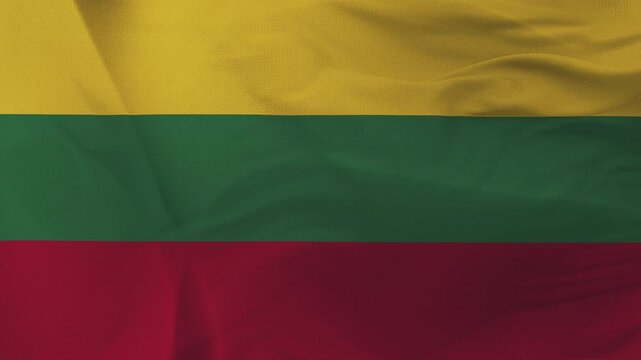Lithuanian flag fabric with yellow green and red horizontal stripes