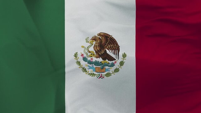 Mexican flag fabric with coat of arms and vertical tricolor stripes