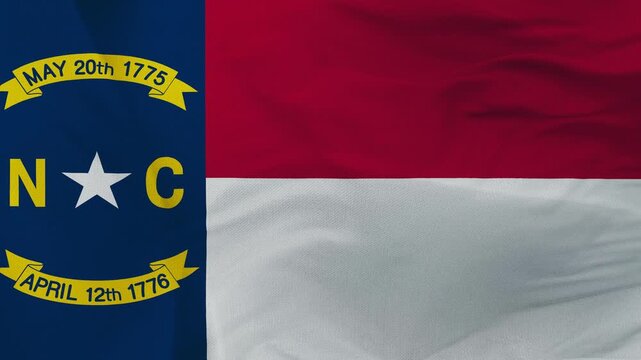 North Carolina state flag fabric with star and red white stripes
