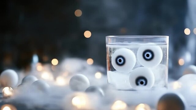 Spooky cocktail with eyeballs and smoke for halloween decor
