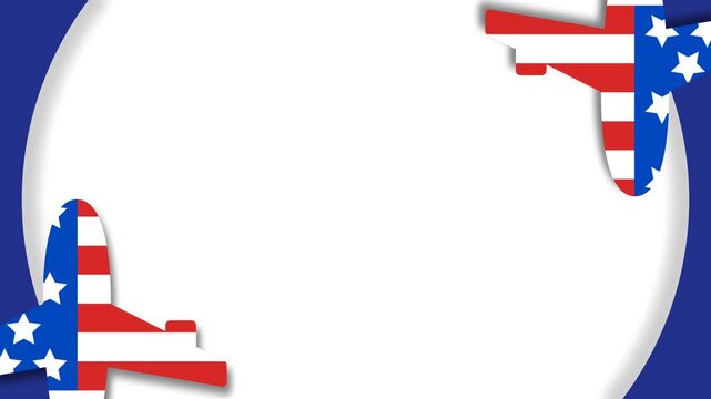 Dynamic American Aviation Theme Background with Patriotic Airplanes and US Flag Design.