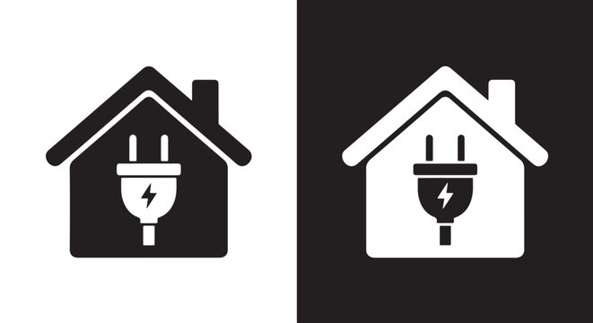 Power outage house icons flat design vector illustration: Glyph and solid icon set - Icon vector - Editable line icons. Vector illustration