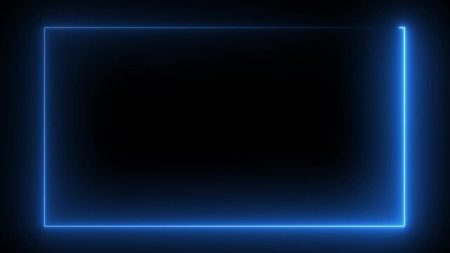 Abstract glowing neon rectangle border frame 4k animated on black background. Glowing neon rectangle frame line. border frame 4k