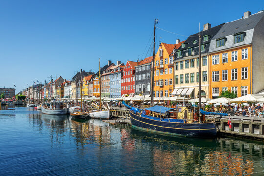 View of the famous colorful Nyhavn Harbor (or New Port), Copenhagen cityscape, Denmark