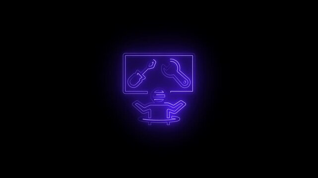 Computer monitor icon animation on a black background. monitor display with black screen. monitor icon animation