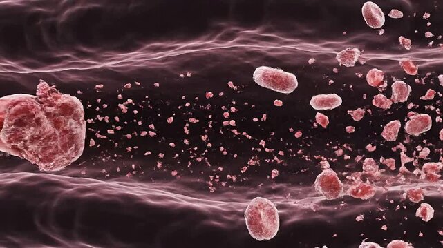 Clot-Dissolving Treatment Mechanism Detailed Illustration of Clot-Like Structure Within Bloodstream in 4K Resolution