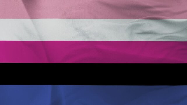 Genderfluid pride flag fabric with pink white purple black and blue stripes