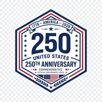 USA 250th anniversary commemorative shield emblem vector design