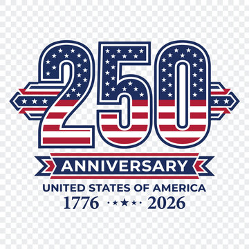 Patriotic USA 250th anniversary celebration emblem vector illustration