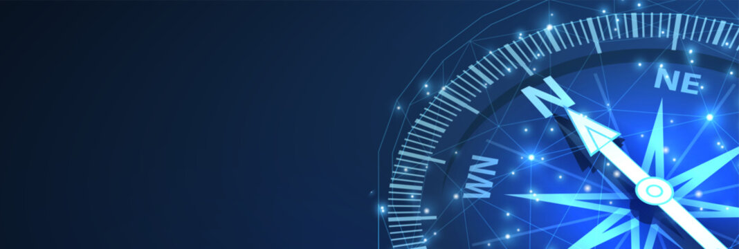 Digital compass. Business strategic explorer, Vision crisis, Mission path, Agency creative, Digital strategy, Market decision, Achievement strategy, Financial stock, Company vision concepts