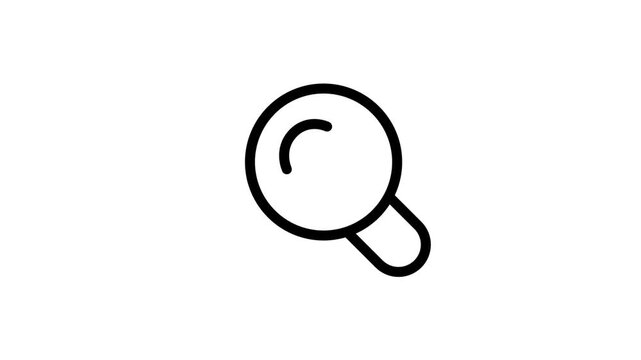 Animated Magnifying Glass Search Icon. Animated magnifying glass icon zooming in and out representing search research discovery and information analysis for business success.
