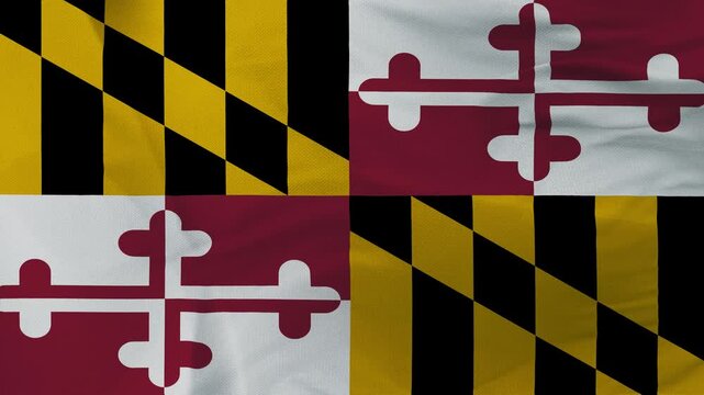 Maryland state flag fabric with heraldic cross and checkered pattern