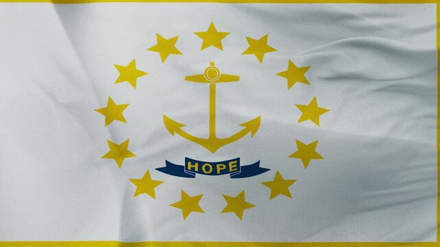 Rhode Island state flag fabric with anchor and gold stars