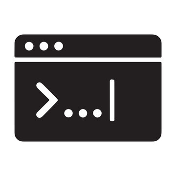 Terminal command prompt icon for software development user interface with terminal interface software