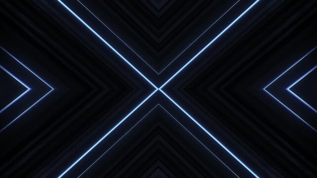 A dark futuristic background loop featuring acoustic tech style panels that move and spin in a random motion.
