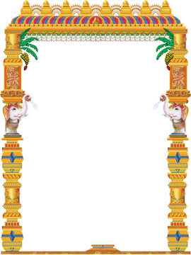 South Indian marriage mandap entrance vector decoration