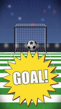 Soccer goal ball on night stadium animation