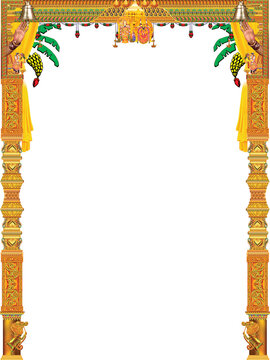 Festive South Indian wedding mandap frame vector design