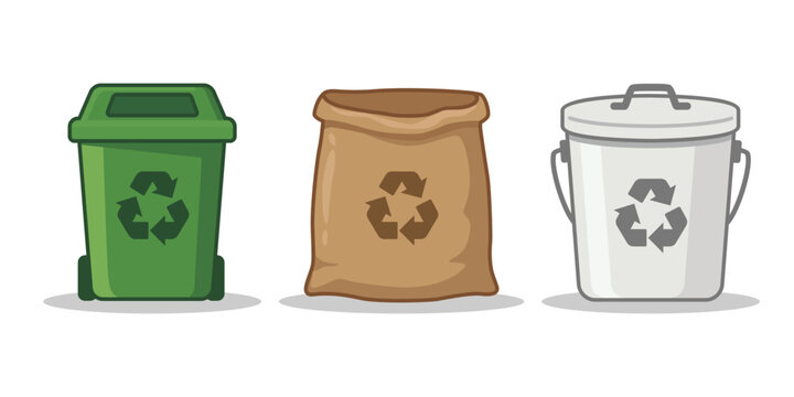 Recycling Containers Icons Set