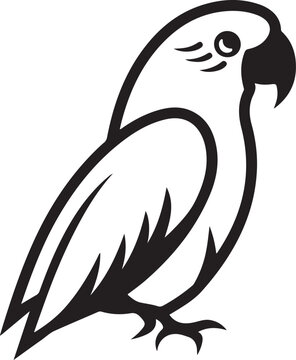 Classic parrot bird outline illustration for coloring book or minimalist logo design vector.